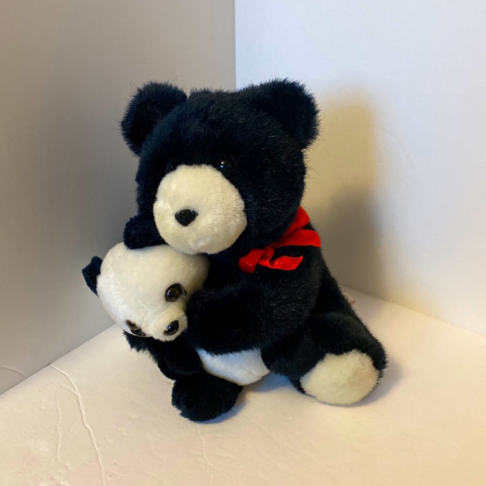 Plush Black Bear -Vintage Hallmark by Heartline 1990 - Stuffed Toy Animal
